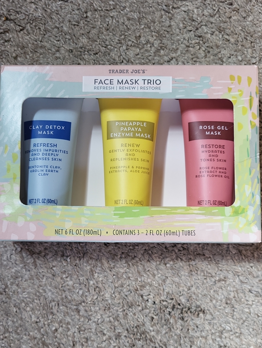 NWT Trader Joe's Face Mask Trio - Hydrating Set